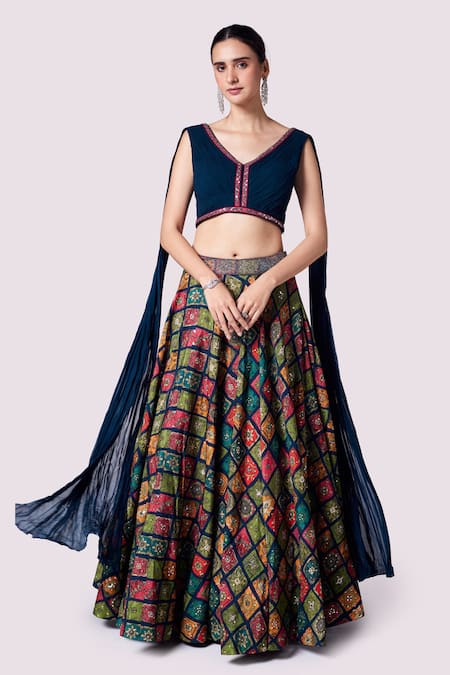 Onaya Floral Print Lehenga & Cropped Jacket Set 