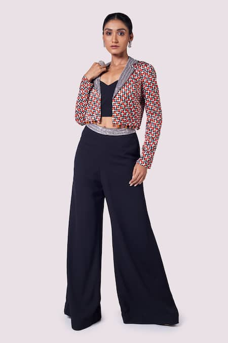 Onaya Geometric Print Jacket Pant Set 