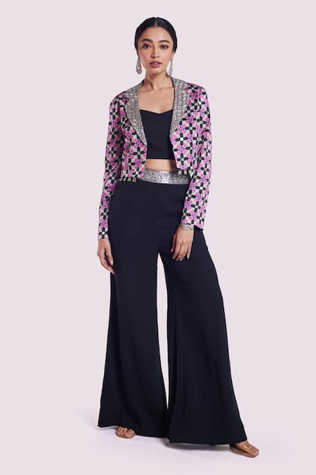 Onaya Geometric Print Jacket Pant Set 