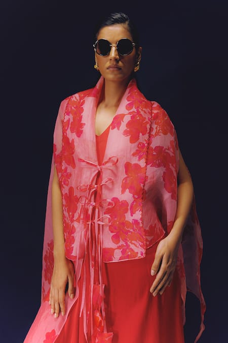 Richa Khemka Roziena Floral Pattern Overlay With Dress 