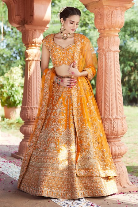 Azeera Zardozi Floral Embroidered Bridal Lehenga Set 