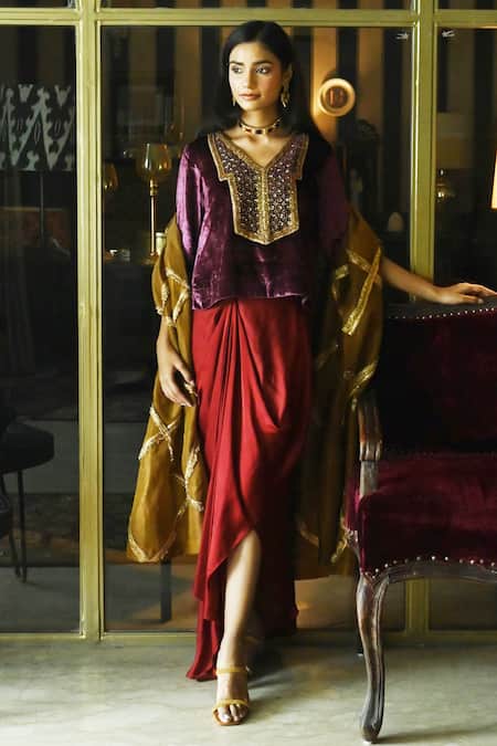 Shorshe Clothing Mukesh Lace Embellished Checkered Dupatta 