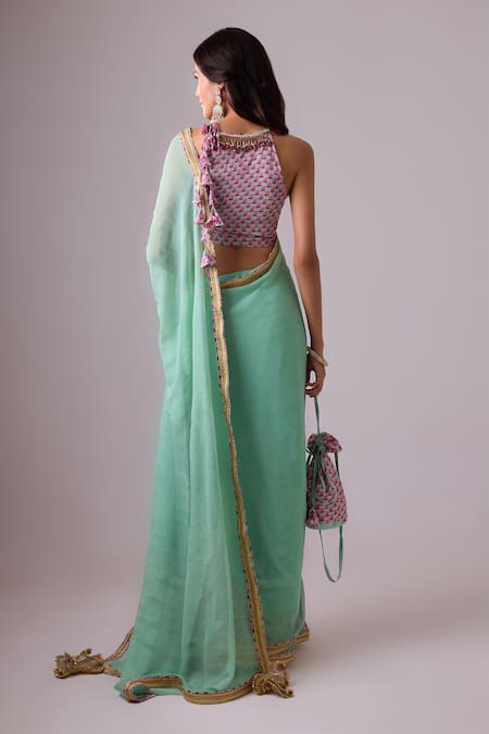 Nikasha Printed Embroidered Border Saree With Blouse 