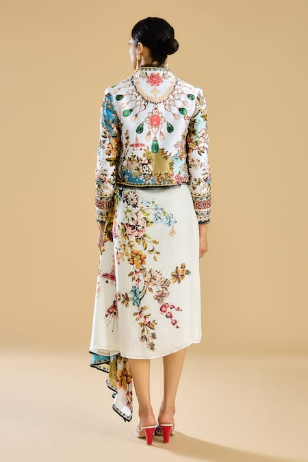 Rajdeep Ranawat Gardenia Print Embellished Bolero Jacket 