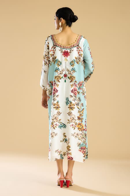 Rajdeep Ranawat Persian Blossom Print & Embellished A Line Dress 