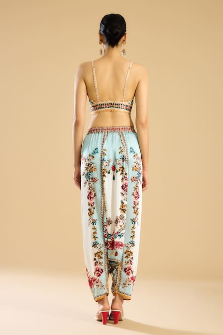 Shop Rajdeep Ranawat Ivory Crystals, Pearls, Mirrors Florista Print Embellished Bralette at Aza Fashions Shop_Rajdeep Ranawat_Ivory Crystals, Pearls, Mirrors Florista Print Embellished Bralette _at_Aza_Fashions