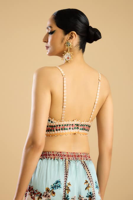 Buy Rajdeep Ranawat Ivory Crystals, Pearls, Mirrors Florista Print Embellished Bralette Online at Aza Fashions Buy_Rajdeep Ranawat_Ivory Crystals, Pearls, Mirrors Florista Print Embellished Bralette _Online_at_Aza_Fashions