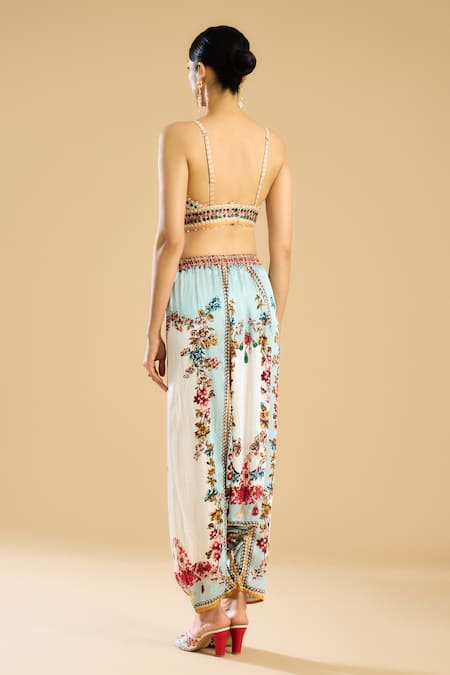 Shop Rajdeep Ranawat Ivory Modal, Satin Florista Print Turkish Pant at Aza Fashions Shop_Rajdeep Ranawat_Ivory Modal, Satin Florista Print Turkish Pant _at_Aza_Fashions