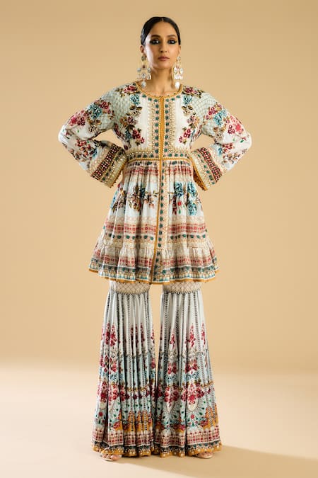 Rajdeep Ranawat Boho Flora Print Embellished Tunic 