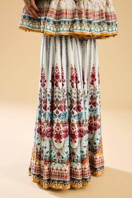 Rajdeep Ranawat Ivory Silk Embroidery Embellished Boho Flora Print Sharara Online at Aza Fashions Rajdeep Ranawat_Ivory Silk Embroidery Embellished Boho Flora Print Sharara _Online_at_Aza_Fashions