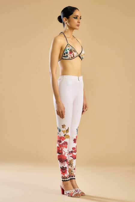 Shop Rajdeep Ranawat Ivory Polyester, Lycra Crystals French Blossom Print And Embellished Bralette Online at Aza Fashions Shop_Rajdeep Ranawat_Ivory Polyester, Lycra Crystals French Blossom Print And Embellished Bralette _Online_at_Aza_Fashions