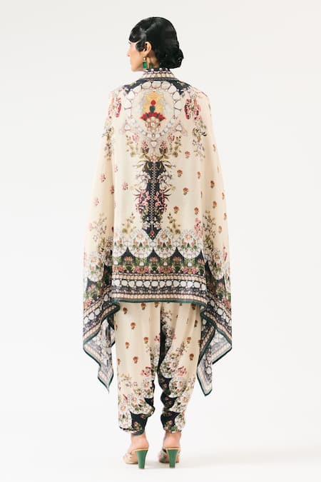 Rajdeep Ranawat Chloe Floral Print Asymmetric Cape 