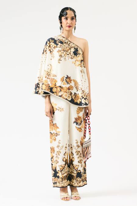 Rajdeep Ranawat Ivory Silk Embroidery One Shoulder Azam Printed Top Online at Aza Fashions Rajdeep Ranawat_Ivory Silk Embroidery One Shoulder Azam Printed Top _Online_at_Aza_Fashions