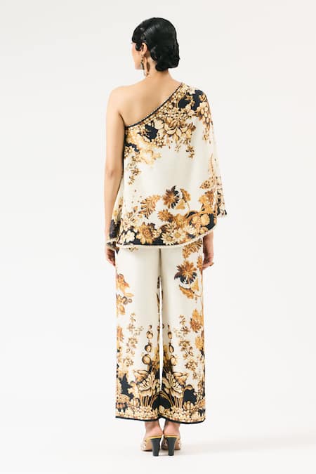Shop Rajdeep Ranawat Ivory Modal Permaz Floral Print Pant at Aza Fashions Shop_Rajdeep Ranawat_Ivory Modal Permaz Floral Print Pant _at_Aza_Fashions