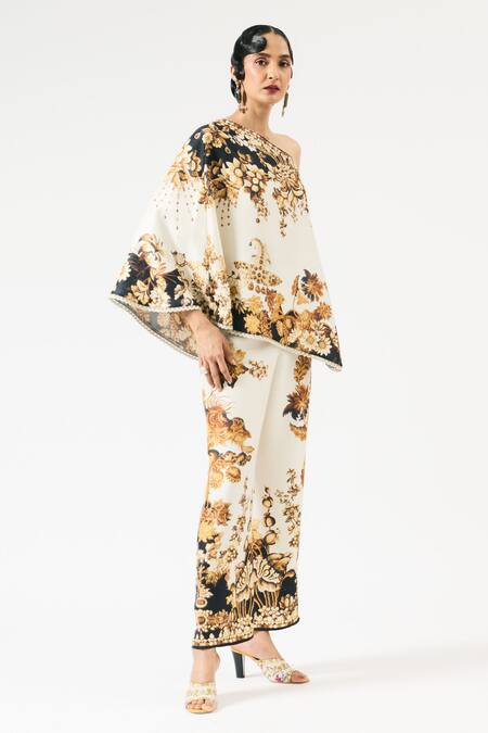 Shop Rajdeep Ranawat Ivory Modal Permaz Floral Print Pant Online at Aza Fashions Shop_Rajdeep Ranawat_Ivory Modal Permaz Floral Print Pant _Online_at_Aza_Fashions