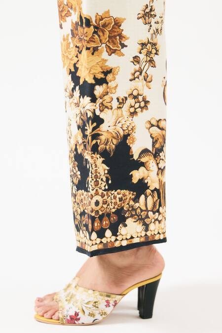 Rajdeep Ranawat Ivory Modal Permaz Floral Print Pant at Aza Fashions Rajdeep Ranawat_Ivory Modal Permaz Floral Print Pant _at_Aza_Fashions