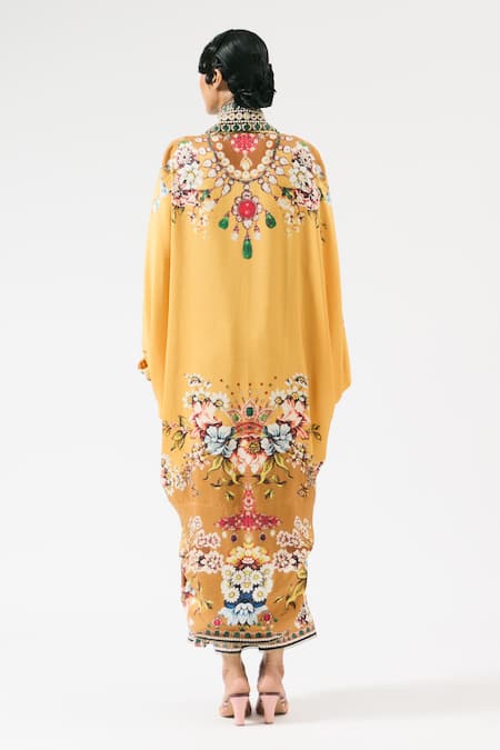 Rajdeep Ranawat Mumtaz Floral Print Embroidered Cape 