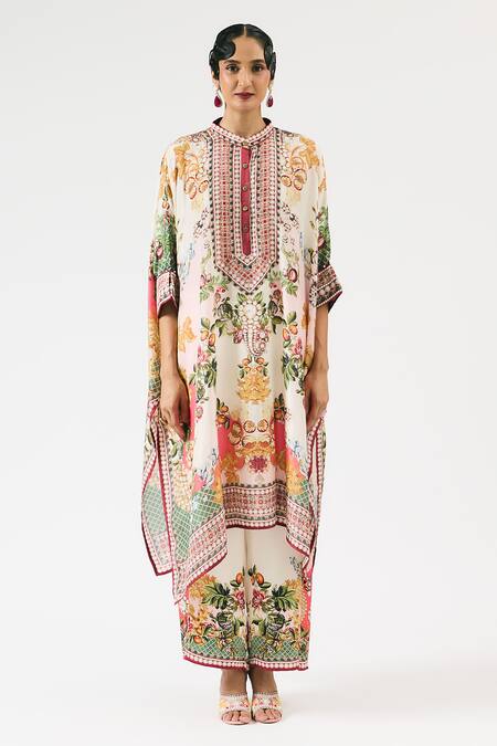 Rajdeep Ranawat Multi Color Silk Beads Bandeau Neck Chanetelle Printed Tunic Online at Aza Fashions Rajdeep Ranawat_Multi Color Silk Beads Bandeau Neck Chanetelle Printed Tunic _Online_at_Aza_Fashions