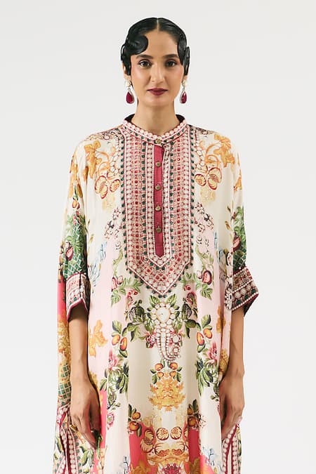 Buy Rajdeep Ranawat Multi Color Silk Beads Bandeau Neck Chanetelle Printed Tunic Online at Aza Fashions Buy_Rajdeep Ranawat_Multi Color Silk Beads Bandeau Neck Chanetelle Printed Tunic _Online_at_Aza_Fashions