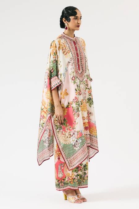 Shop Rajdeep Ranawat Multi Color Silk Beads Bandeau Neck Chanetelle Printed Tunic Online at Aza Fashions Shop_Rajdeep Ranawat_Multi Color Silk Beads Bandeau Neck Chanetelle Printed Tunic _Online_at_Aza_Fashions