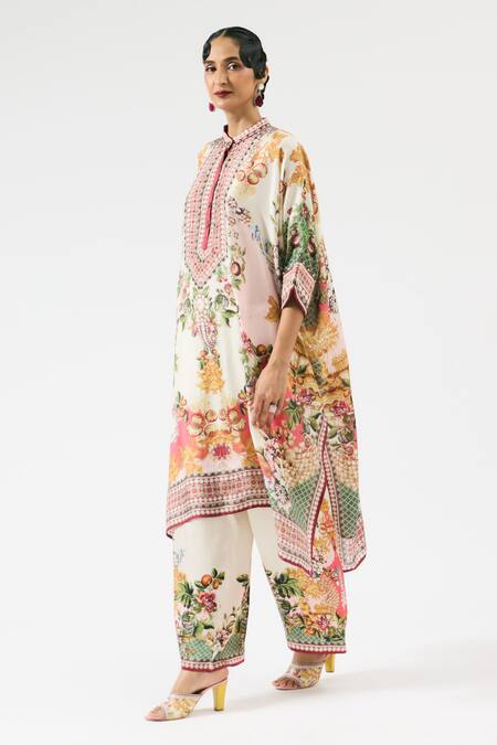 Rajdeep Ranawat Multi Color Silk Beads Bandeau Neck Chanetelle Printed Tunic at Aza Fashions Rajdeep Ranawat_Multi Color Silk Beads Bandeau Neck Chanetelle Printed Tunic _at_Aza_Fashions