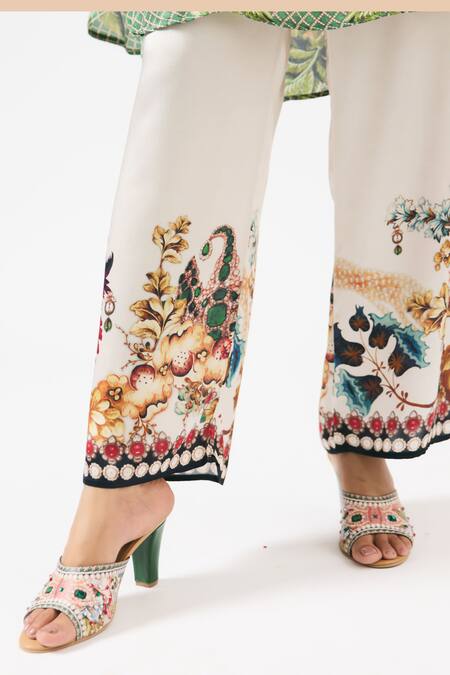 Rajdeep Ranawat Multi Color Silk Embroidery Permaz Floral Print Straight Pant at Aza Fashions Rajdeep Ranawat_Multi Color Silk Embroidery Permaz Floral Print Straight Pant _at_Aza_Fashions