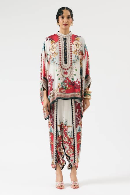 Buy Rajdeep Ranawat Ivory Silk Embroidery, Beads Bandeau Neck Floral Print Short Tunic Online at Aza Fashions Buy_Rajdeep Ranawat_Ivory Silk Embroidery, Beads Bandeau Neck Floral Print Short Tunic _Online_at_Aza_Fashions