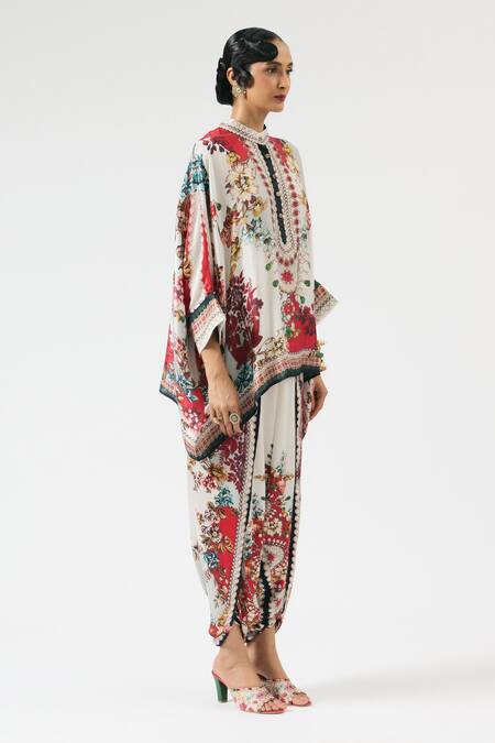 Shop Rajdeep Ranawat Ivory Modal Sonth Floral Print Dhoti Pant Online at Aza Fashions Shop_Rajdeep Ranawat_Ivory Modal Sonth Floral Print Dhoti Pant _Online_at_Aza_Fashions