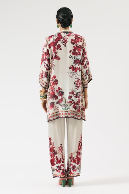 Shop Rajdeep Ranawat Ivory Modal Embroidery Premaz Floral Print Pant at Aza Fashions Shop_Rajdeep Ranawat_Ivory Modal Embroidery Premaz Floral Print Pant _at_Aza_Fashions