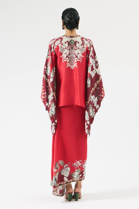 Rajdeep Ranawat Insha Ornamental Print Top With Draped Skirt 