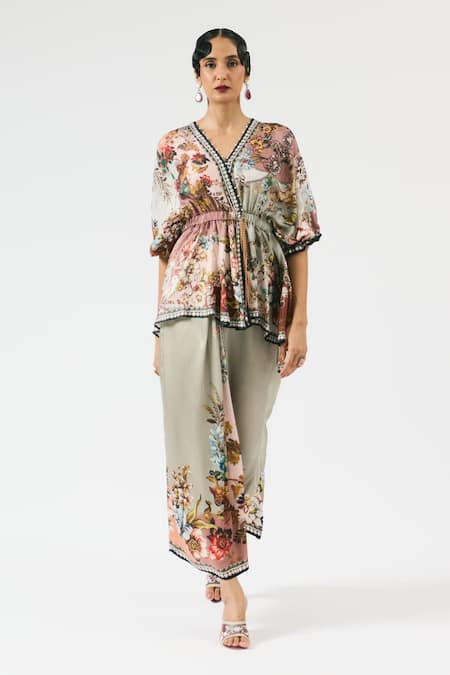 Rajdeep Ranawat Surilee Floral Print Peplum Pant 