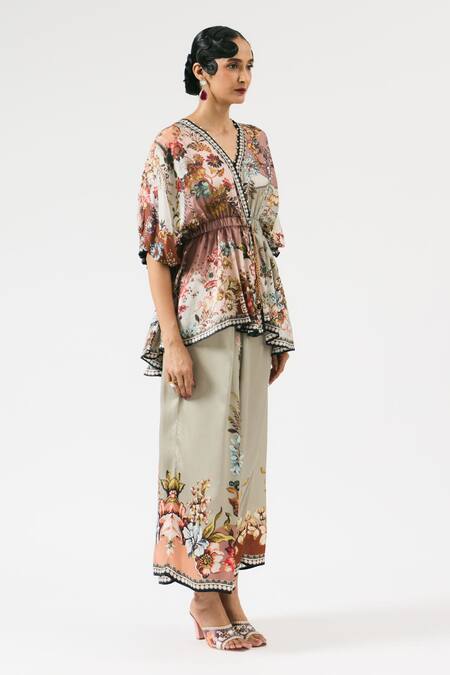Rajdeep Ranawat Grey Modal Surilee Floral Print Peplum Pant Online at Aza Fashions Rajdeep Ranawat_Grey Modal Surilee Floral Print Peplum Pant _Online_at_Aza_Fashions