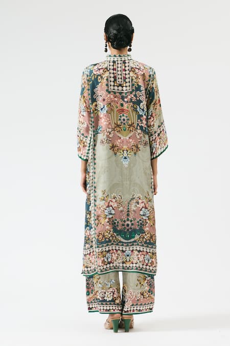 Shop Rajdeep Ranawat Multi Color Modal Embroidery Permaz Floral Ornamental Print Pant at Aza Fashions Shop_Rajdeep Ranawat_Multi Color Modal Embroidery Permaz Floral Ornamental Print Pant _at_Aza_Fashions