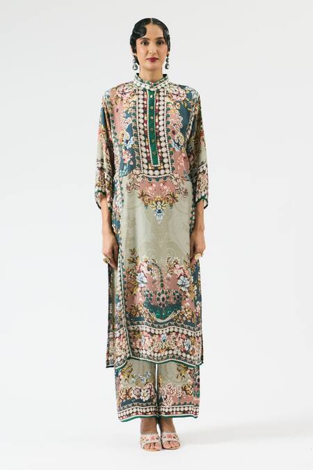 Rajdeep Ranawat Multi Color Modal Embroidery Permaz Floral Ornamental Print Pant Online at Aza Fashions Rajdeep Ranawat_Multi Color Modal Embroidery Permaz Floral Ornamental Print Pant _Online_at_Aza_Fashions