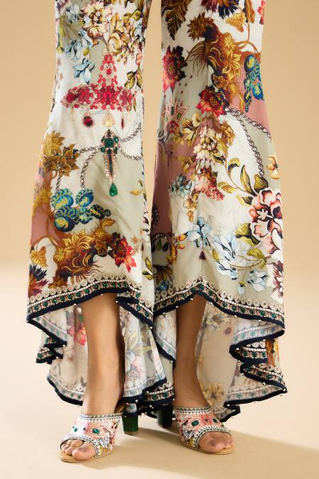 Rajdeep Ranawat Ivory Silk Permaz Floral Print Pant at Aza Fashions Rajdeep Ranawat_Ivory Silk Permaz Floral Print Pant _at_Aza_Fashions