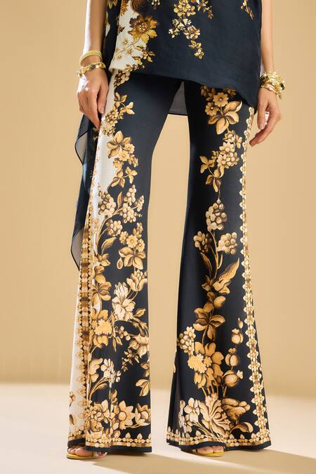 Rajdeep Ranawat Black Polyester, Lycra Embroidery Barika Floral Print Pant Online at Aza Fashions Rajdeep Ranawat_Black Polyester, Lycra Embroidery Barika Floral Print Pant _Online_at_Aza_Fashions