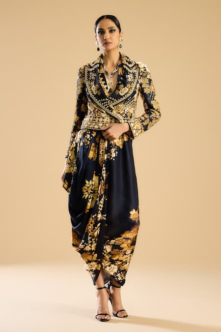 Rajdeep Ranawat Natasha Floral Print Bead Work Jacket 