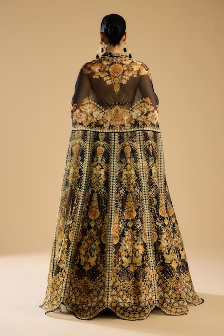 Rajdeep Ranawat Hanoi Organza Floral Print Shrug 