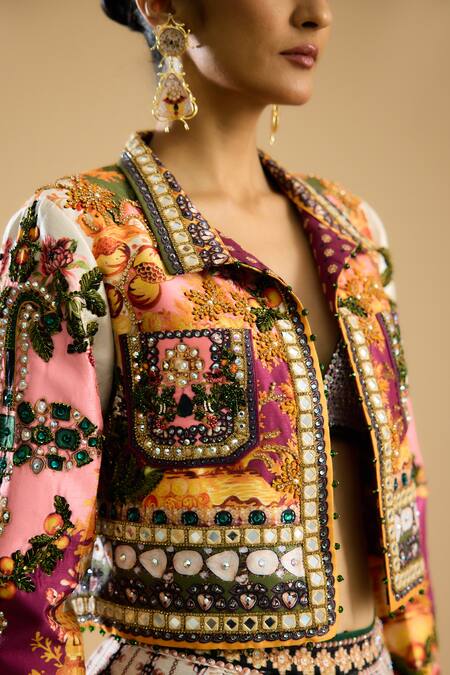 Buy Rajdeep Ranawat Multi Color Polyester Beads, Embroidery Collared Inika Jacket Online at Aza Fashions Buy_Rajdeep Ranawat_Multi Color Polyester Beads, Embroidery Collared Inika Jacket _Online_at_Aza_Fashions