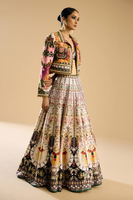 Shop Rajdeep Ranawat Multi Color Polyester Beads, Embroidery Collared Inika Jacket Online at Aza Fashions Shop_Rajdeep Ranawat_Multi Color Polyester Beads, Embroidery Collared Inika Jacket _Online_at_Aza_Fashions