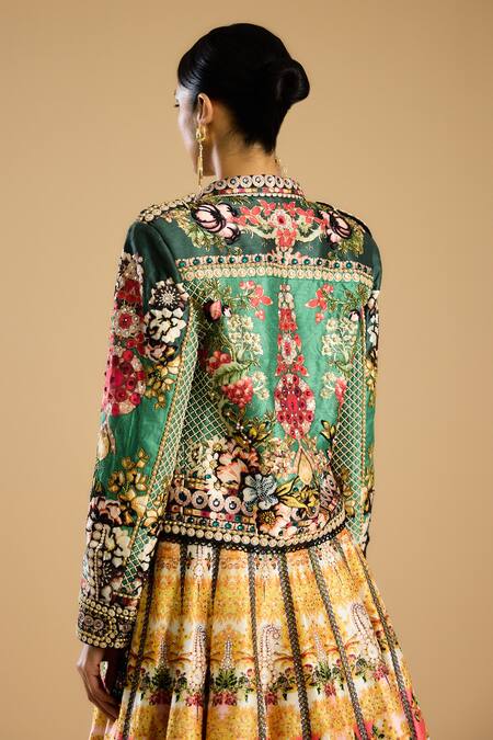 Buy_Rajdeep Ranawat_Green Polyester Beads Open Neck Jignasa Embroidered Jacket _Online_at_Aza_Fashions