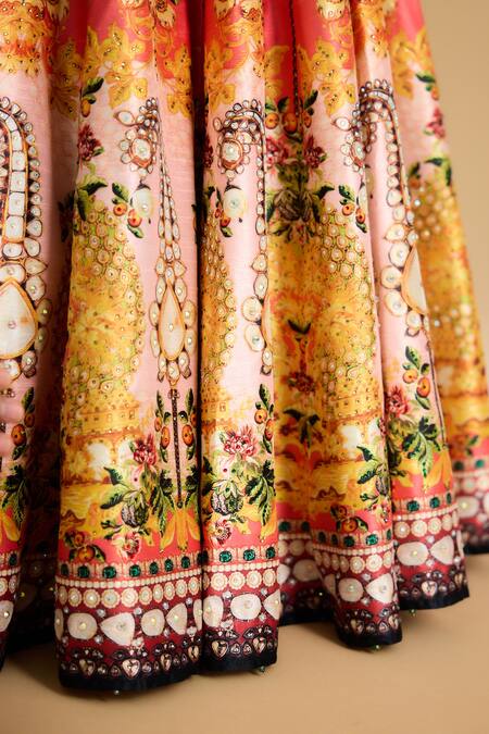 Rajdeep Ranawat Ivory Embroidery, Beads Floral Print Lehenga Online at Aza Fashions Rajdeep Ranawat_Ivory Embroidery, Beads Floral Print Lehenga _Online_at_Aza_Fashions