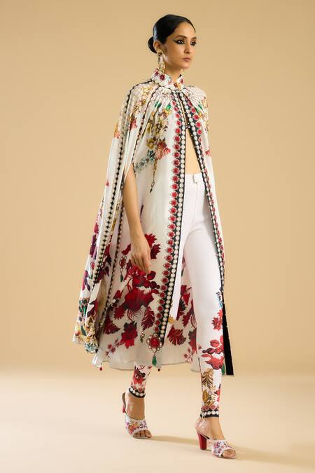 Buy Rajdeep Ranawat Ivory Polyester, Lycra Nizam Floral Border Print Leggings Online at Aza Fashions Buy_Rajdeep Ranawat_Ivory Polyester, Lycra Nizam Floral Border Print Leggings _Online_at_Aza_Fashions