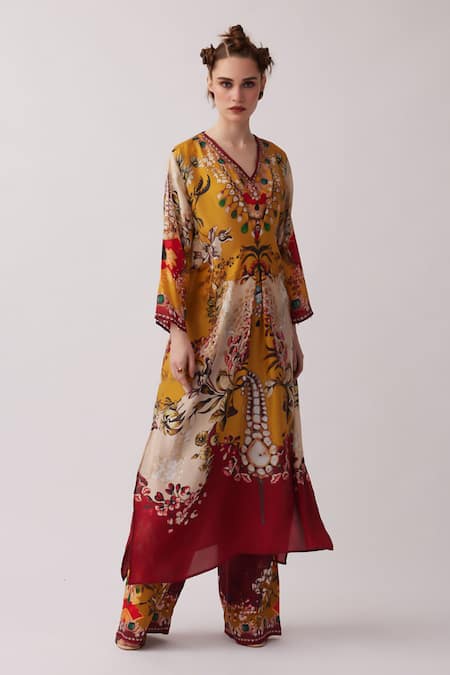 Rajdeep Ranawat Banno Floral Print Kaftan 