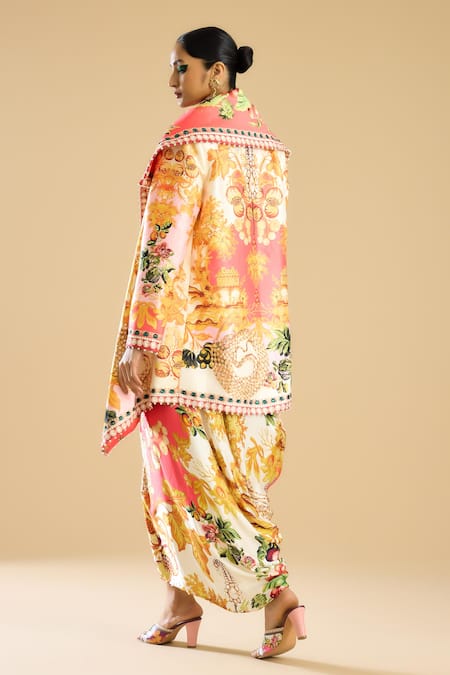 Rajdeep Ranawat Larisa Floral Print Draped Skirt 