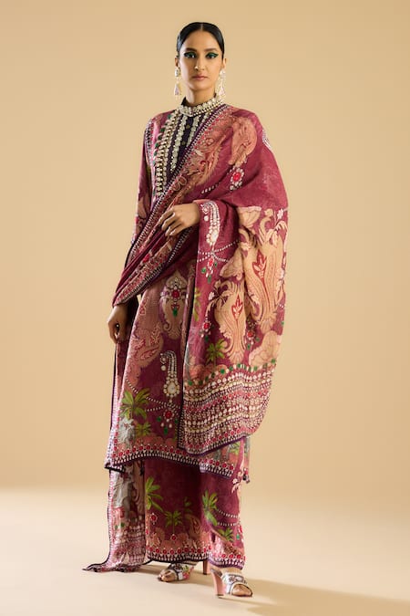 Rajdeep Ranawat Ghazala Damask Print Kurta With Pant 