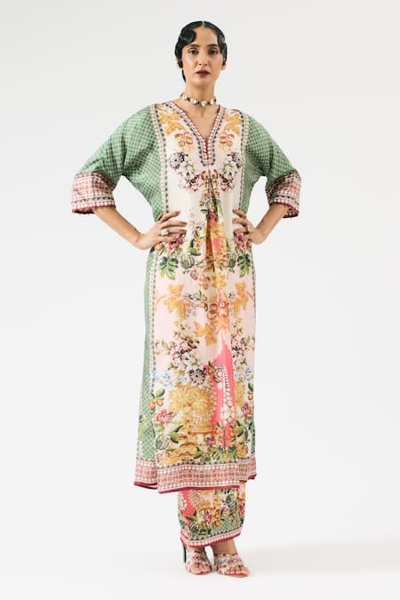 Rajdeep Ranawat Banera Floral Geometric Print Kurta With Pant 