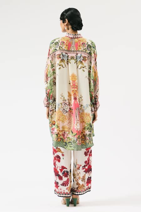 Rajdeep Ranawat Mabel Geometric Floral Print Shirt Tunic With Pant 