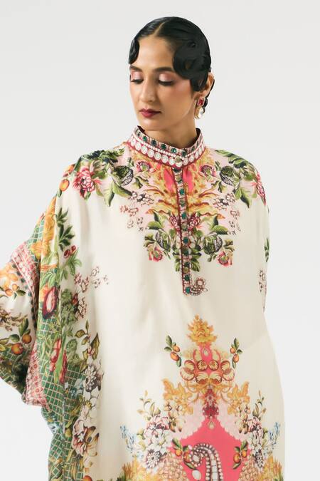 Rajdeep Ranawat_Multi Color Silk, Modal Mabel Geometric Floral Print Shirt Tunic With Pant _at_Aza_Fashions