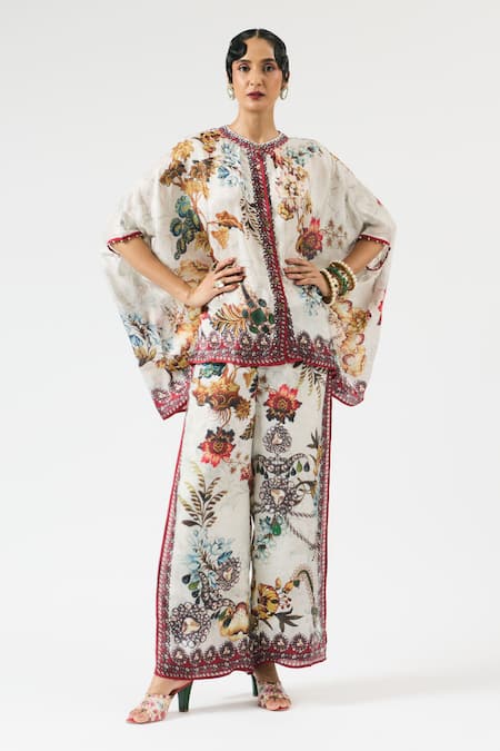 Rajdeep Ranawat Hanan Floral Print Tunic With Layered Pant 